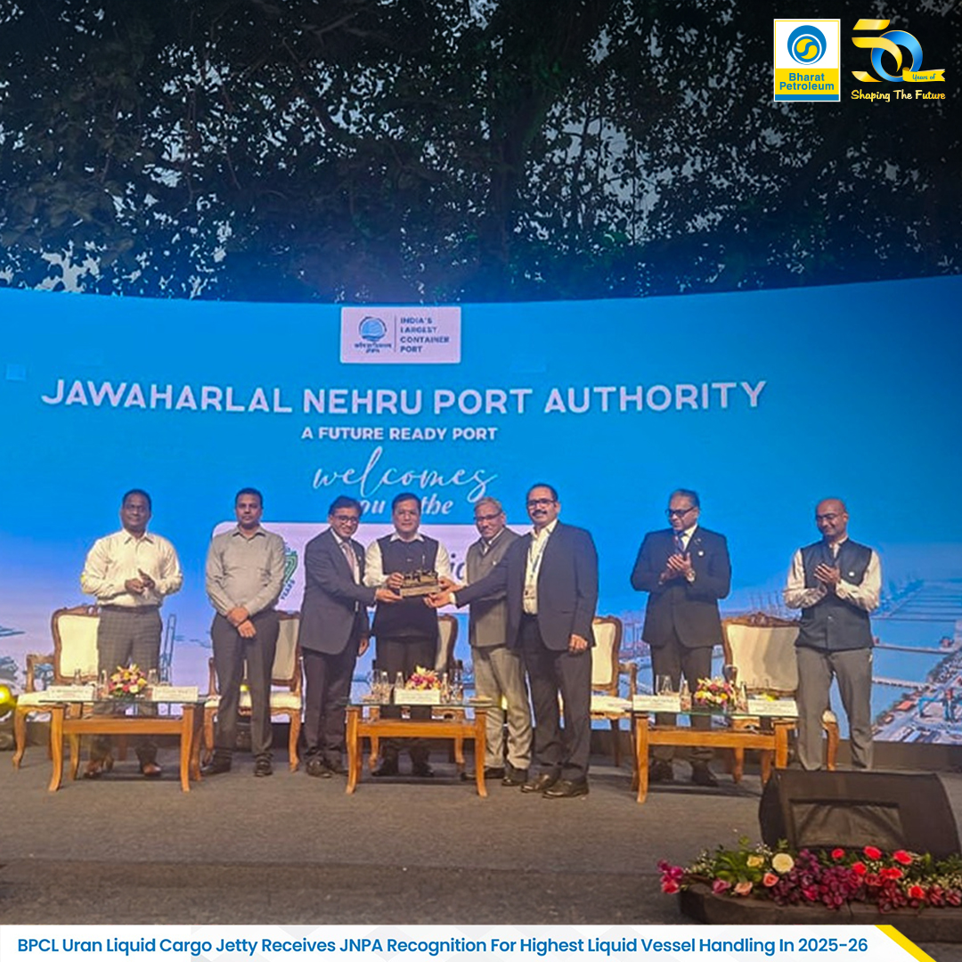 BPCL Uran Liquid Cargo Jetty Recognised by JNPA for Highest Vessel Handling in 2025–26