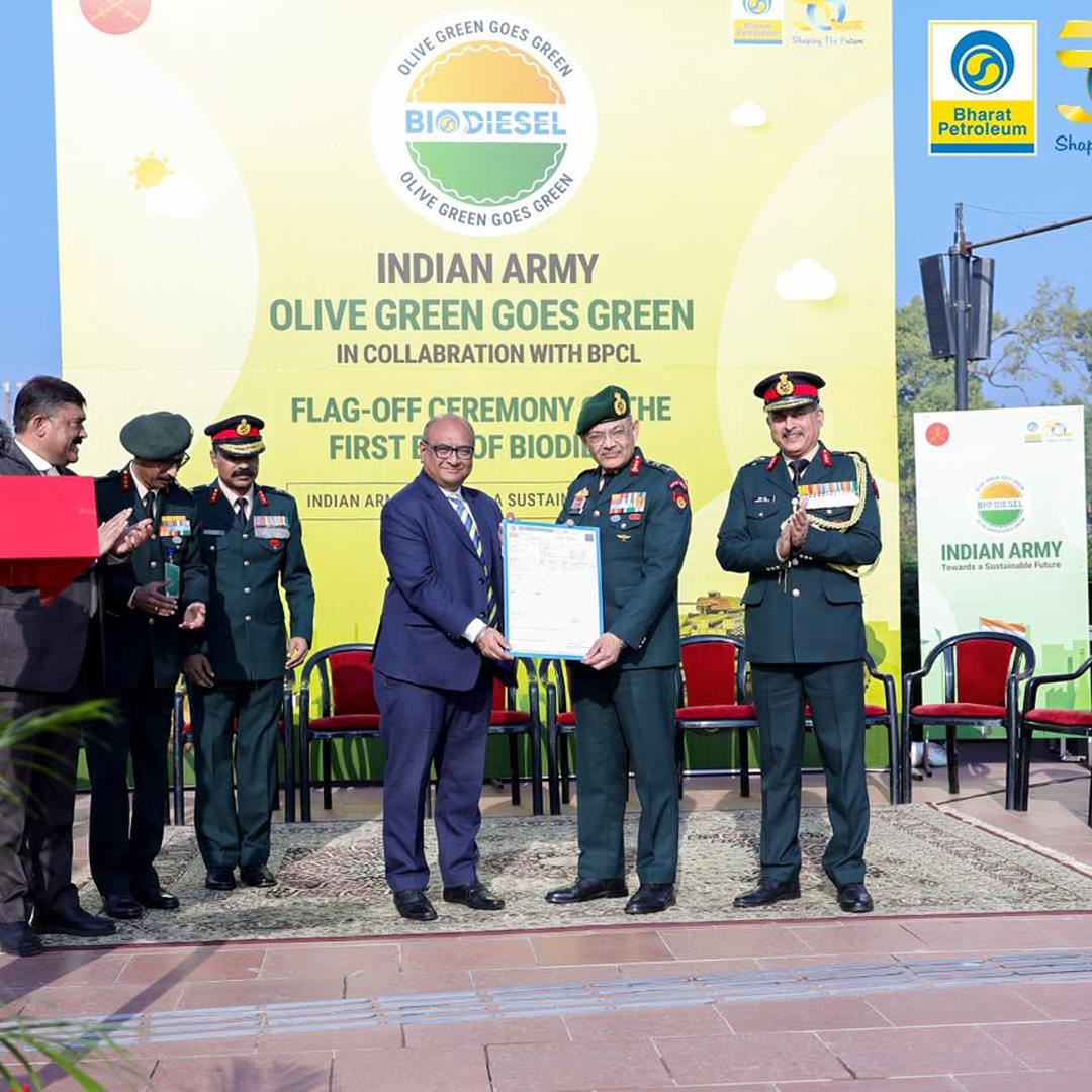Indian Army Partners with BPCL to Launch Biodiesel Supply for Defence Operations on 265th Corps Day
