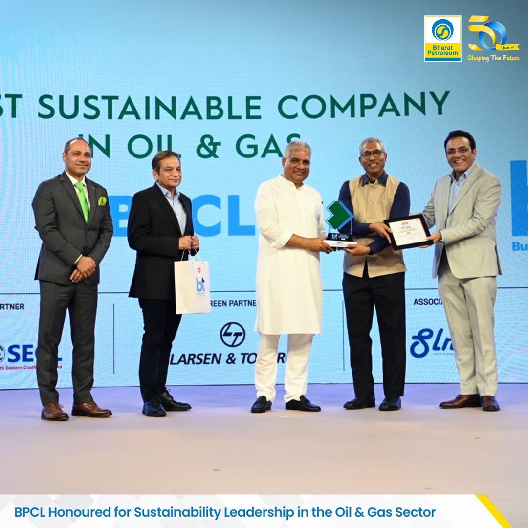 BPCL Named Most Sustainable Company in Oil & Gas at BT India Awards 2026